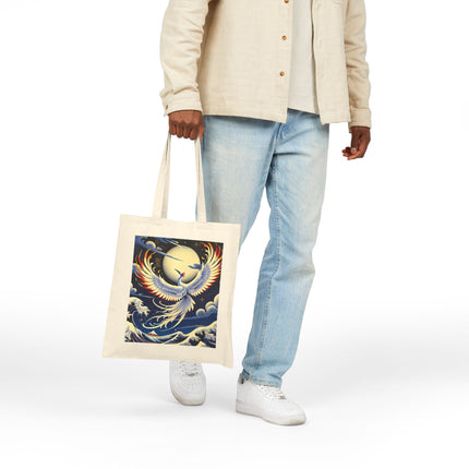 Majestic White Crane Cotton Canvas Tote Bag