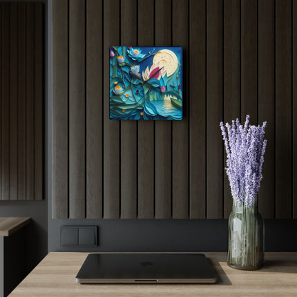 Ethereal Moonlit Lake Acrylic Wall Clock, Round and Square