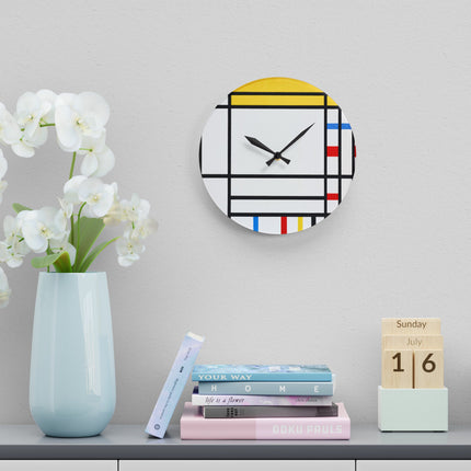 Place de la Concorde by Piet Mondrian Acrylic Wall Clock, Round and Square