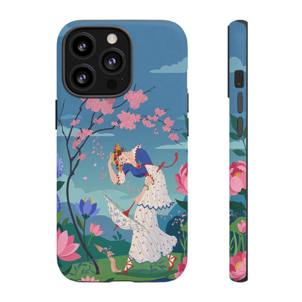 🌸☂️ The Lady Of The Falling Blossoms Phone Case – Art Deco Garden Whimsy