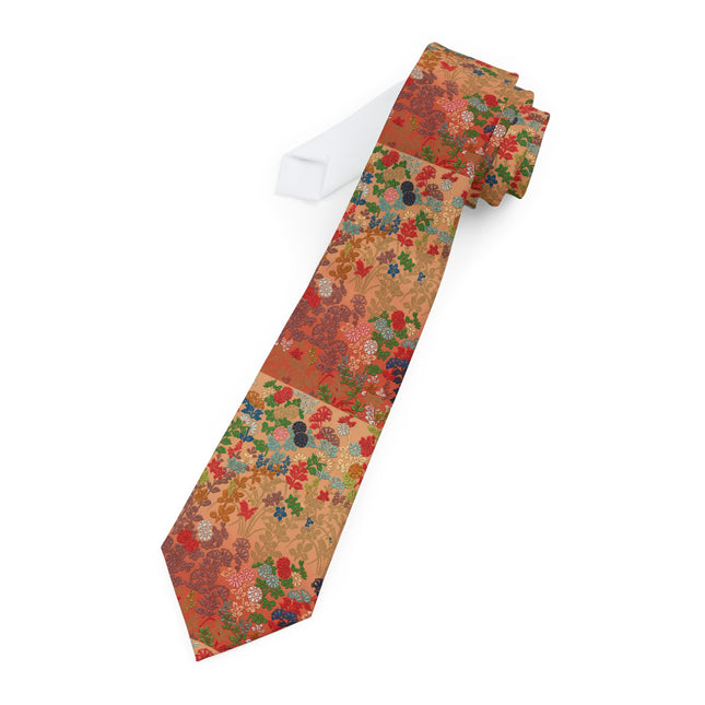 Japanese Fan Flower Pattern by G.A. Audsley Long Necktie