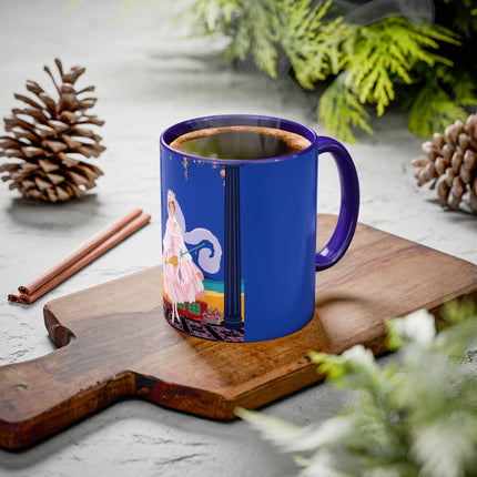 The Moonlit Promenade Colorful Mug (11oz, 15oz) – Blush Elegance, Coastal Romance & Art Deco Style