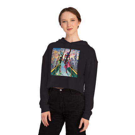 Cyber Punk Robot Models Cropped Hooded Sweatshirt