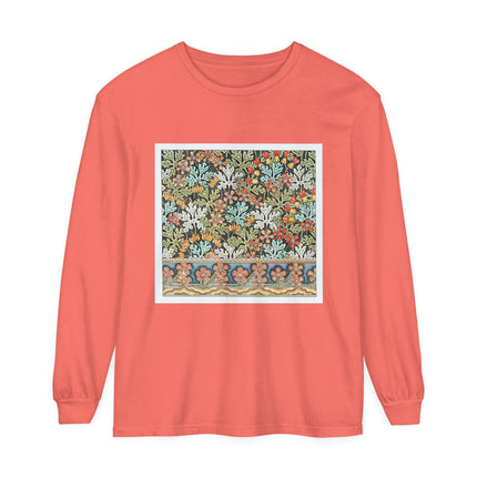 Art Nouveau Geranium Flower Garment-dyed Long Sleeve T-Shirt