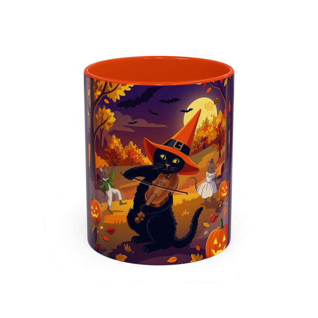 🐈‍⬛🎻 The Black Cat's Moonlit Melody Colorful Mug – Whimsical Halloween Music