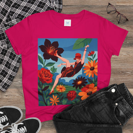 🌺✨ The Lady In The Fabulous Flowers Cotton Tee – Art Deco Floral Fantasy