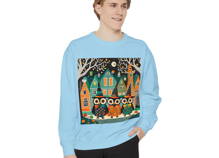 Night of the Trick-or-Treating Owlets Unisex Garment-Dyed Sweatshirt