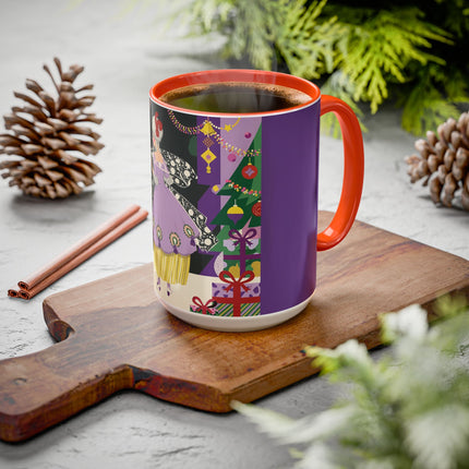 🎁✨ The Lavender Christmas Masquerade Colorful Mug – Art Deco Holiday Fantasy