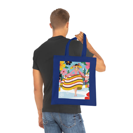 🎄🌸 The Christmas Blossom Belle Cotton Tote Bag – Art Deco Holiday Whimsy