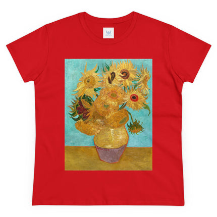 Vase with Twelve Sunflowers by Vincent van Gogh Women's Midweight Cotton Tee
