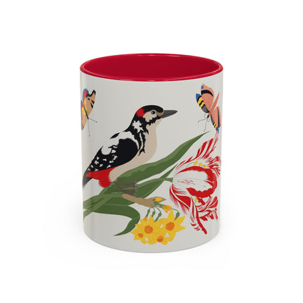 Woodpecker & Tulip Colorful Mugs – Vibrant Spring & Bold Beauty