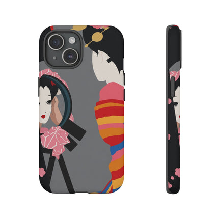 Geisha Mirror Phone Case – Elegant Reflection & Timeless Beauty