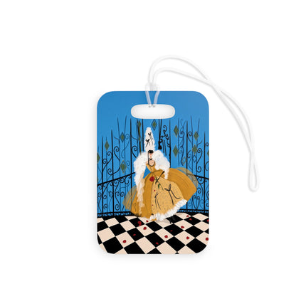 🎭🌹 The Lady At The Masquerade Gates Luggage Tag – Art Deco Fashion Illustration
