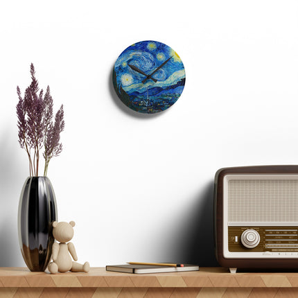 The Starry Night by Vincent Van Gogh Acrylic Wall Clock, Round and Square