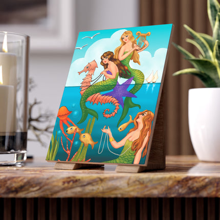 Three Mermaids with Strings of Pearls by Carlo Chiostri Ceramic Tile