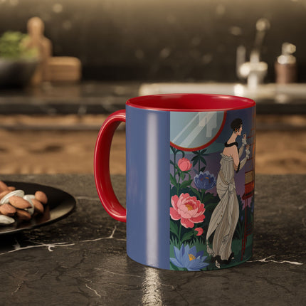 Whispers to the Golden Songbird Colorful Mugs – Art Deco Garden Elegance