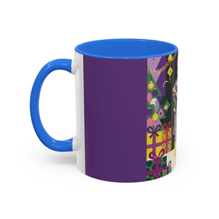 🎁✨ The Lavender Christmas Masquerade Colorful Mug – Art Deco Holiday Fantasy