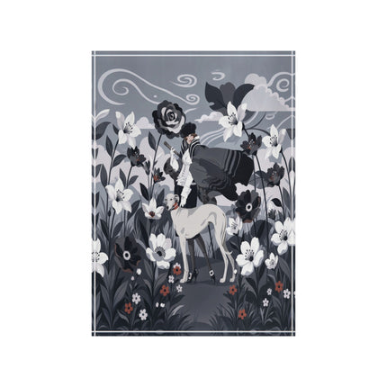 🖤🐕 The Lady Of The Midnight Hound Acrylic Art Block – Art Deco Fashion Whimsy