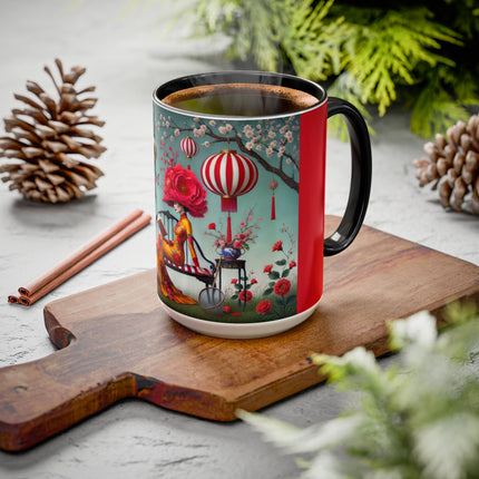 Reading in a Painted Garden Colorful Mugs (11oz, 15oz)