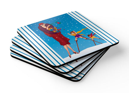 Snowfall & Couture Corkwood Coaster Set