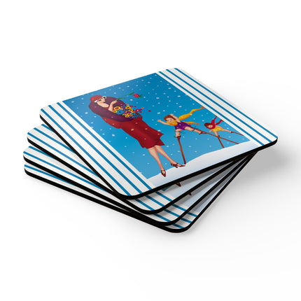 Snowfall & Couture Corkwood Coaster Set