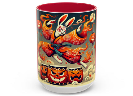 Jack-O’-Lantern Drums & The Kabuki Rabbit Colorful Mugs (11oz, 15oz)