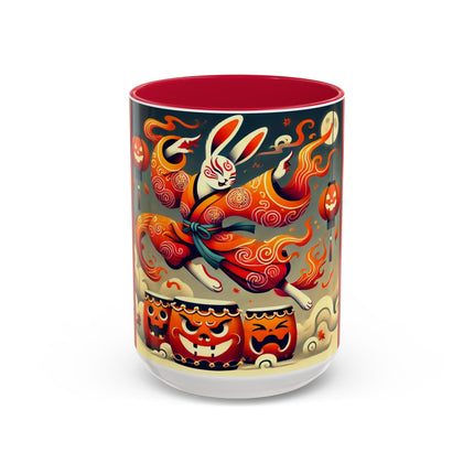 Jack-O’-Lantern Drums & The Kabuki Rabbit Colorful Mugs (11oz, 15oz)