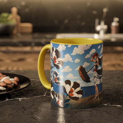 🌊🌼 The Windswept Seaside Promenade Colorful Mug – Art Deco Coastal Elegance