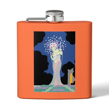 Butterfly Enchantress Stainless Steel Flask – Ethereal Art Deco Magic & Transformation
