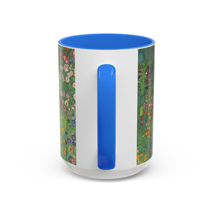 Farm Garden with Sunflowers by Gustav Klimt Colorful Mugs (11oz, 15oz)