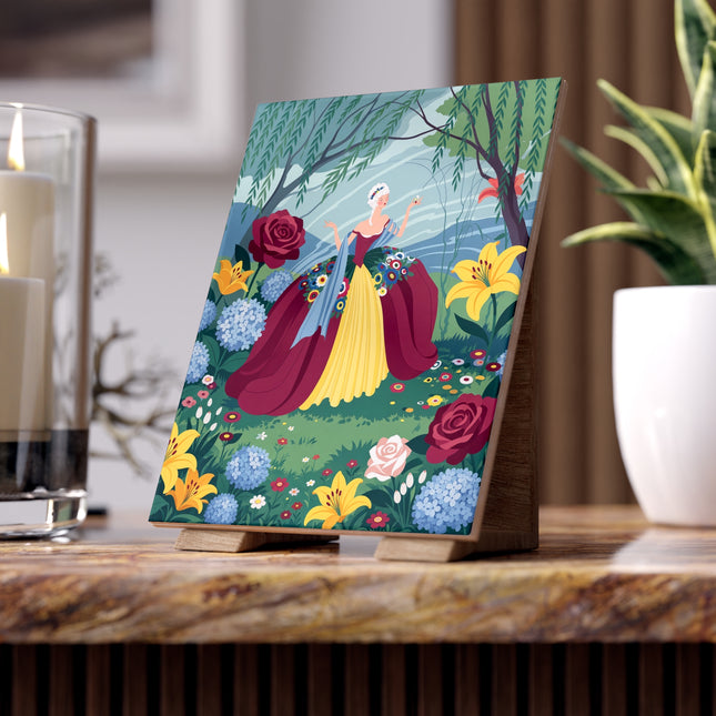 🌹🌿 The Willow Garden Promenade Ceramic Tile – Art Deco Floral Elegance