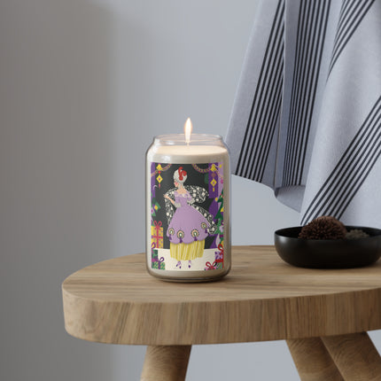 🎁✨ The Lavender Christmas Masquerade Scented Soy Candle – Art Deco Holiday Fantasy