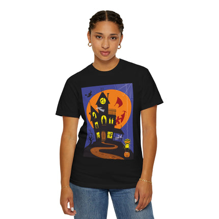 Halloween Night at the Haunted House Unisex Garment-Dyed T-shirt