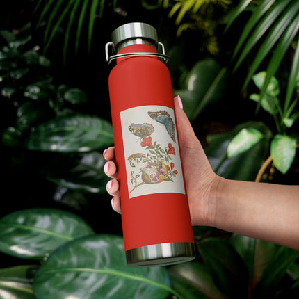 Blue Butterflies and Pomegranate by Maria Sibylla Merian Copper Vacuum Insulated Bottle, 22oz