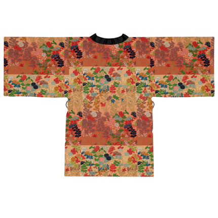 Japanese Fan Flower Pattern by G.A. Audsley Long Sleeve Kimono Robe (AOP)
