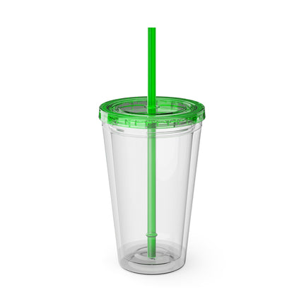 Geisha Kitten by the Seaside Sunsplash Tumbler with Straw, 16oz