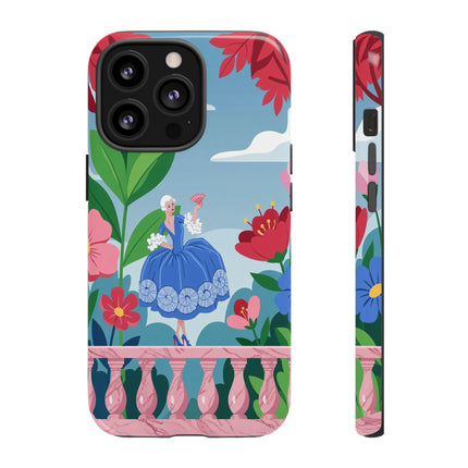 🌺🪭 The Lady Of The Grand Flower Terrace Phone Case – Art Deco Garden Elegance