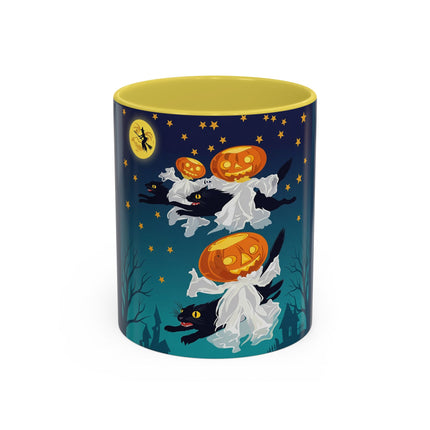 🐈‍⬛🎃 The Flying Black Cats Of Halloween Colorful Mug – Whimsical Storybook Charm