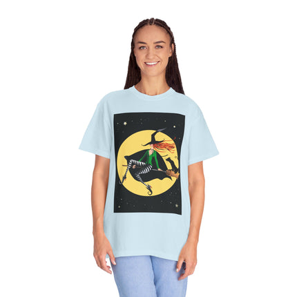 A Witch’s Moonlit Flight Unisex Garment-Dyed T-shirt