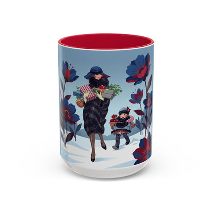 🎁🌺 The Christmas Gift Garden Stroll Colorful Mug – Art Deco Holiday Fantasy
