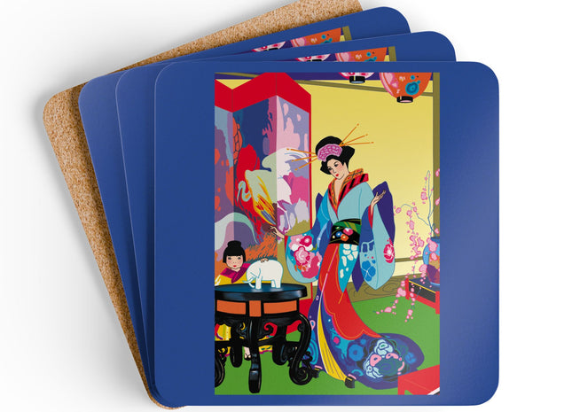 A Timeless Journey by Umberto Brunelleschi Corkwood Coaster Set