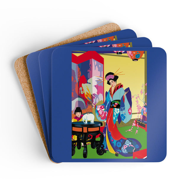 A Timeless Journey by Umberto Brunelleschi Corkwood Coaster Set