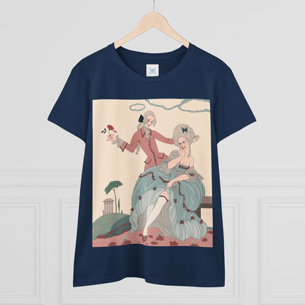 🌹🎀 The Rose Garden Courtship Cotton Tee – Art Deco Romantic Fashion