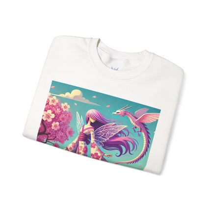 Petals in the Wind: The Kimono Fairy and the Sky Dragon Heavy Blend™ Crewneck Sweatshirt