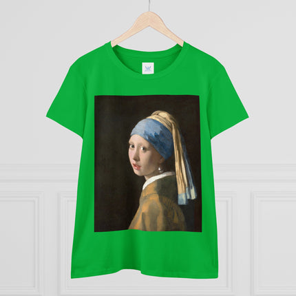 Girl with a Pearl Earring by Johannes Vermeer Women's Midweight Cotton Tee