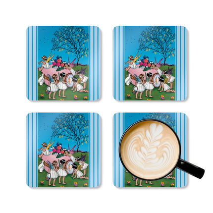 Enchanted Easter Gathering Corkwood Coaster Set