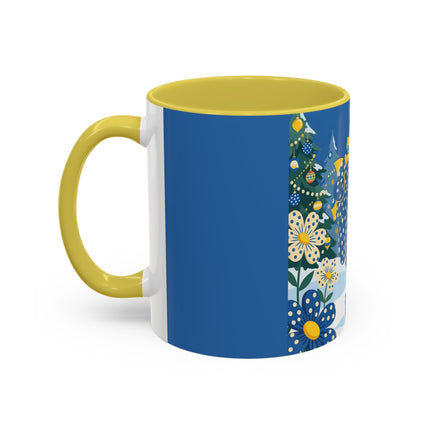 💙🌼 The Bluebell Christmas Promenade Colorful Mug – Art Deco Holiday Fantasy