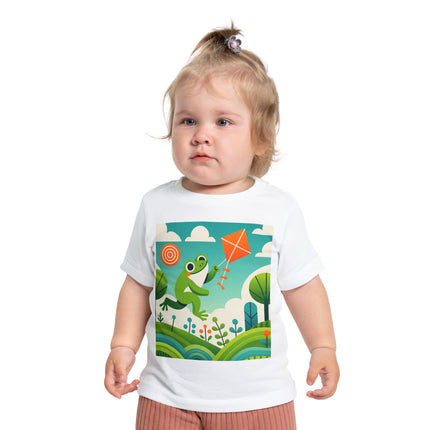 Young Frog’s Kite Adventure Baby T-Shirt – A Sky Full of Play
