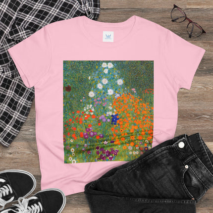 Cottage Garden by Gustav Klimt Women's Midweight Cotton Tee
