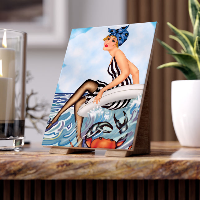 Playful Waves and Fashion Follies Ceramic Tile